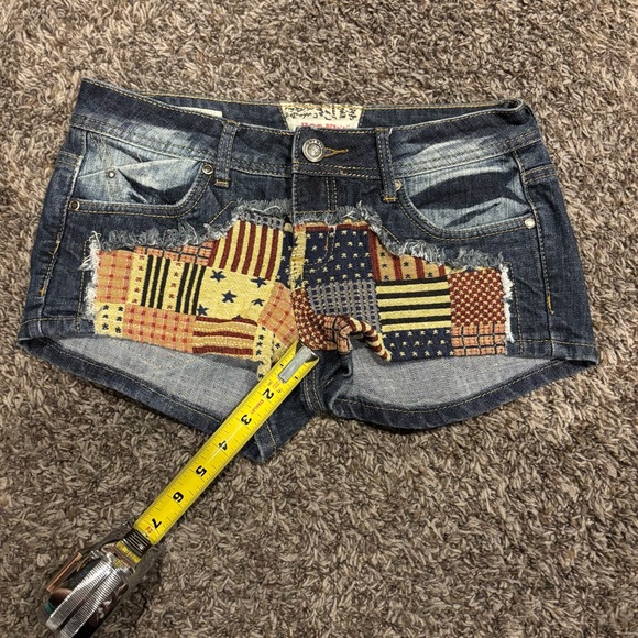 Hot Kiss Patchwork Jean Shorts - Picture 1 of 6